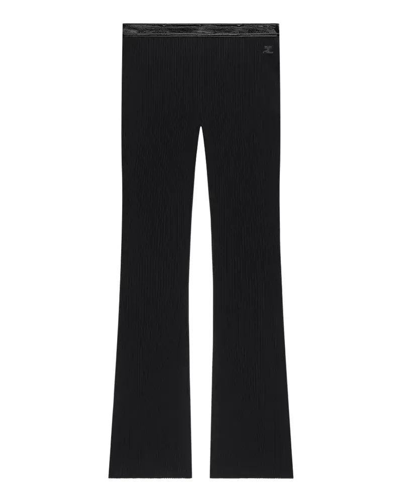 Courrèges Gerippte Strickhose mit Vinylbesatz - Schwarz Schwarz