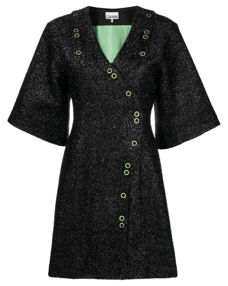 Ganni Minikleid mit Glitter - Schwarz Schwarz