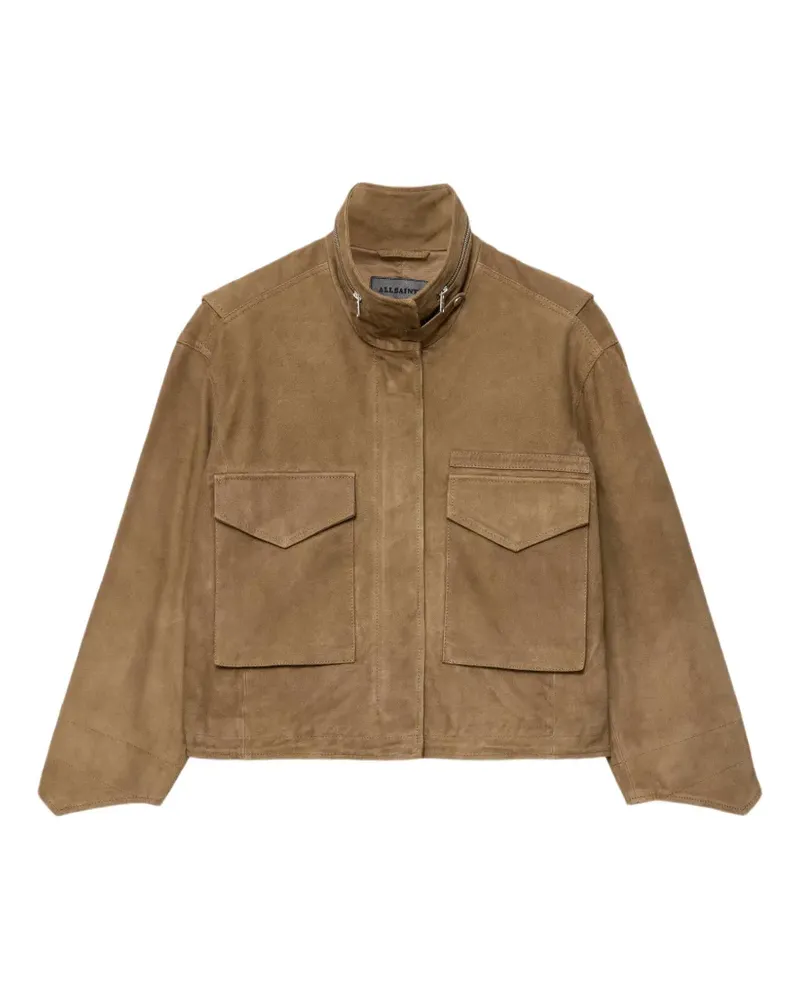 AllSaints Clay Wildlederjacke mit Stehkragen - Braun Braun