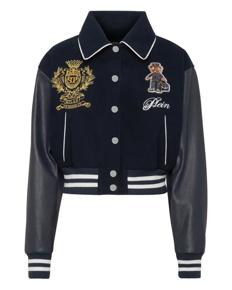 Philipp Plein Bomberjacke mit Logo-Patch - Blau Blau