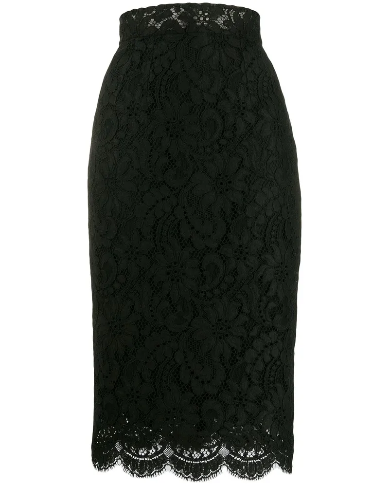 Dolce & Gabbana Hoch sitzender Bleistiftrock - Schwarz Schwarz