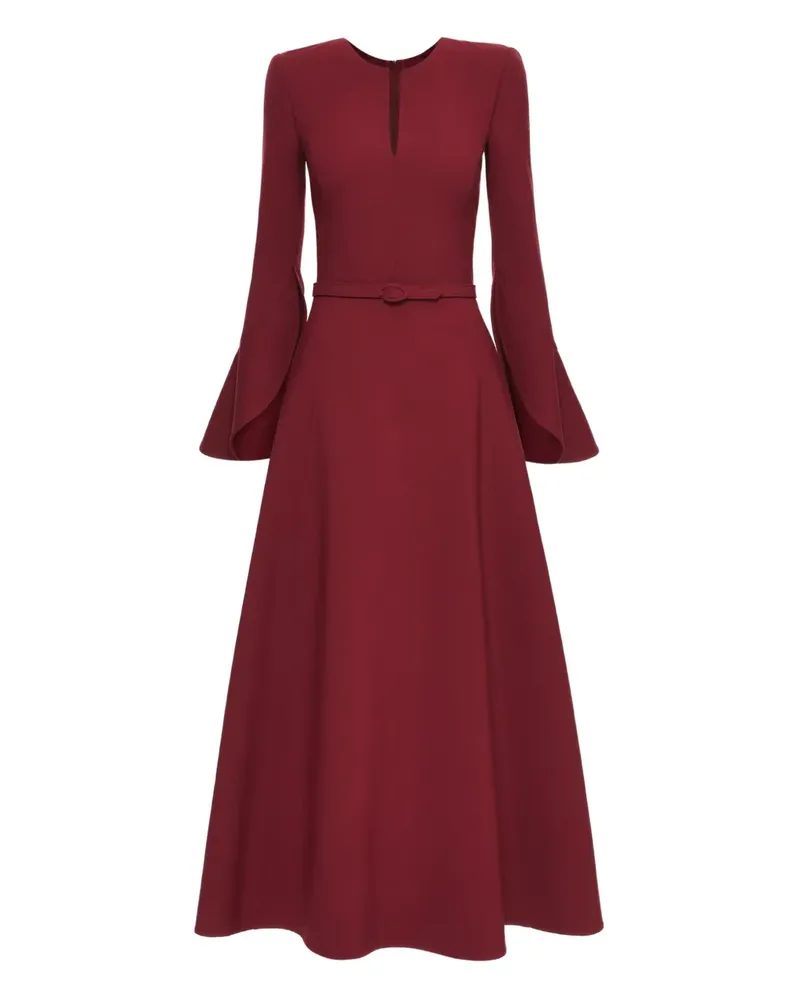 Oscar de la Renta Midikleid Schlitz am Ausschnitt - Rot Rot