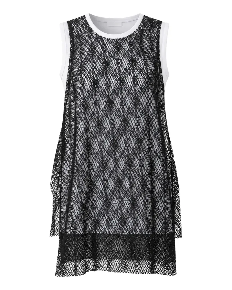 Yohji Yamamoto Pullunder mit Spitzen-Overlay - Schwarz Schwarz
