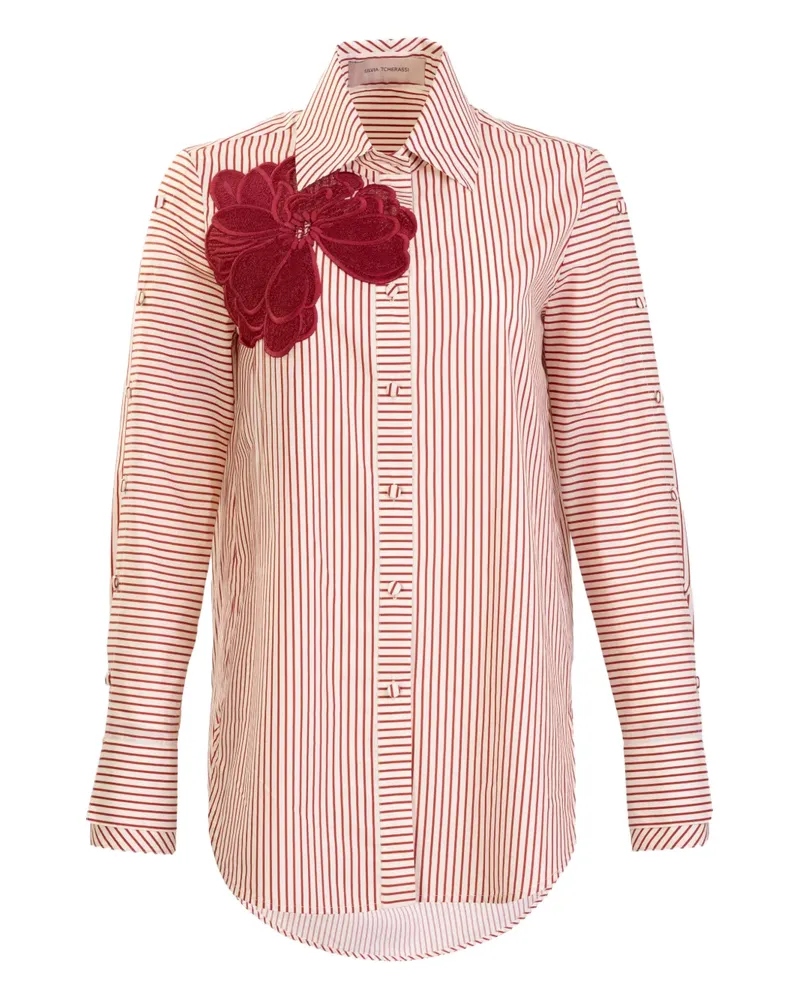 Silvia Tcherassi Premium striped floral shirt - Rot Rot