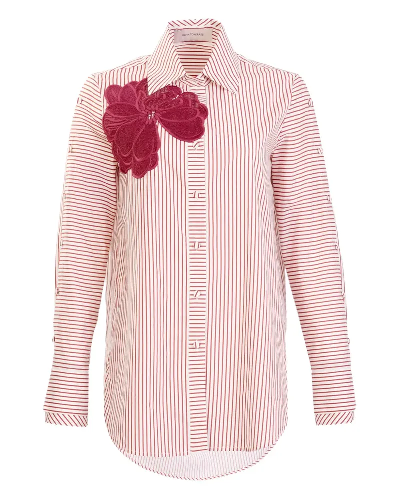 Silvia Tcherassi Premium striped floral shirt - Rot Rot