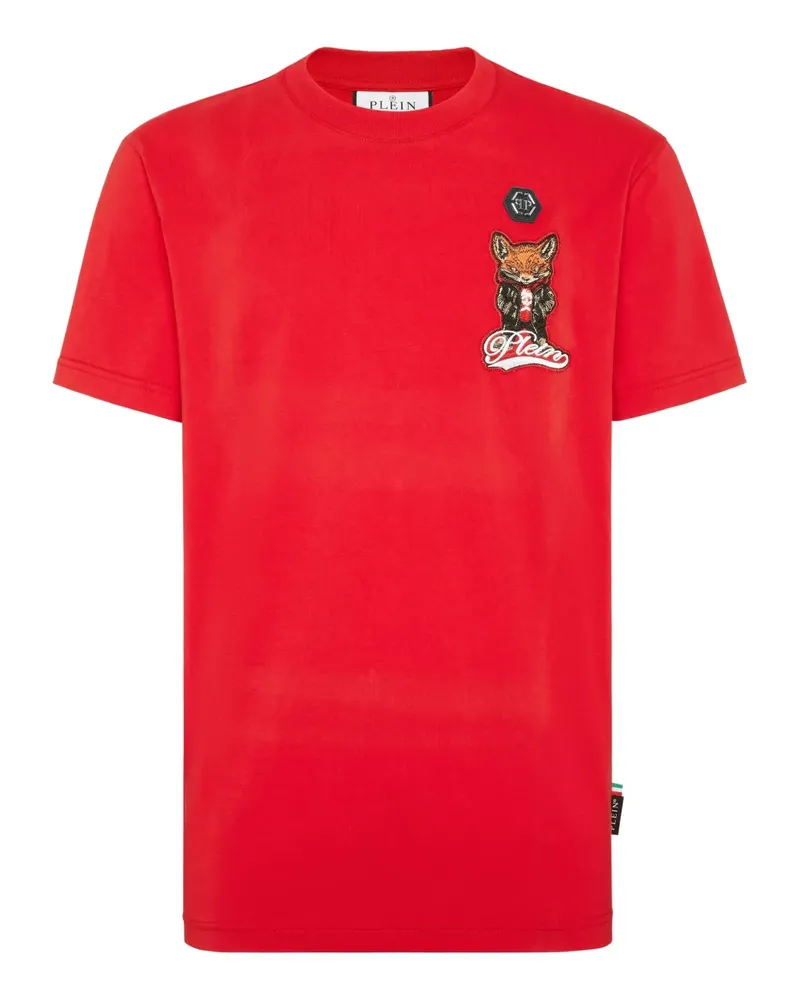 Philipp Plein T-Shirt mit Fuchs-Patch - Rot Rot
