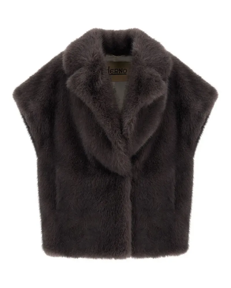 Herno Weste aus Faux Fur mit Reverskragen - Grau Grau