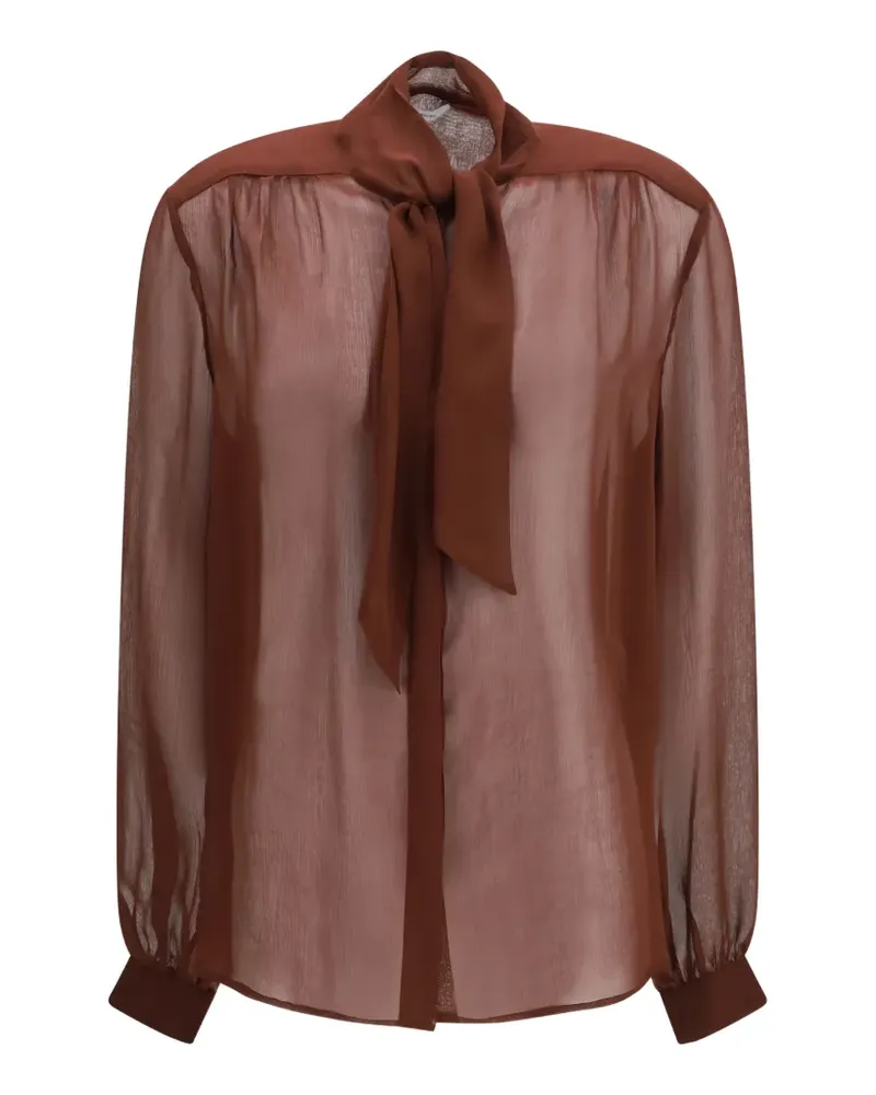 LARDINI Bluse mit Schleifenkragen - Braun Braun