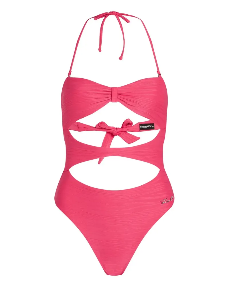 Karl Lagerfeld Gerippter Rio Badeanzug - Rosa Rosa