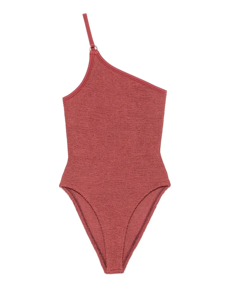 Hunza G One-Shoulder-Badeanzug aus Seersucker - Rosa Rosa