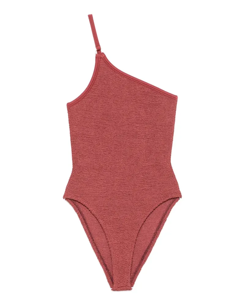 Hunza G One-Shoulder-Badeanzug aus Seersucker - Rosa Rosa