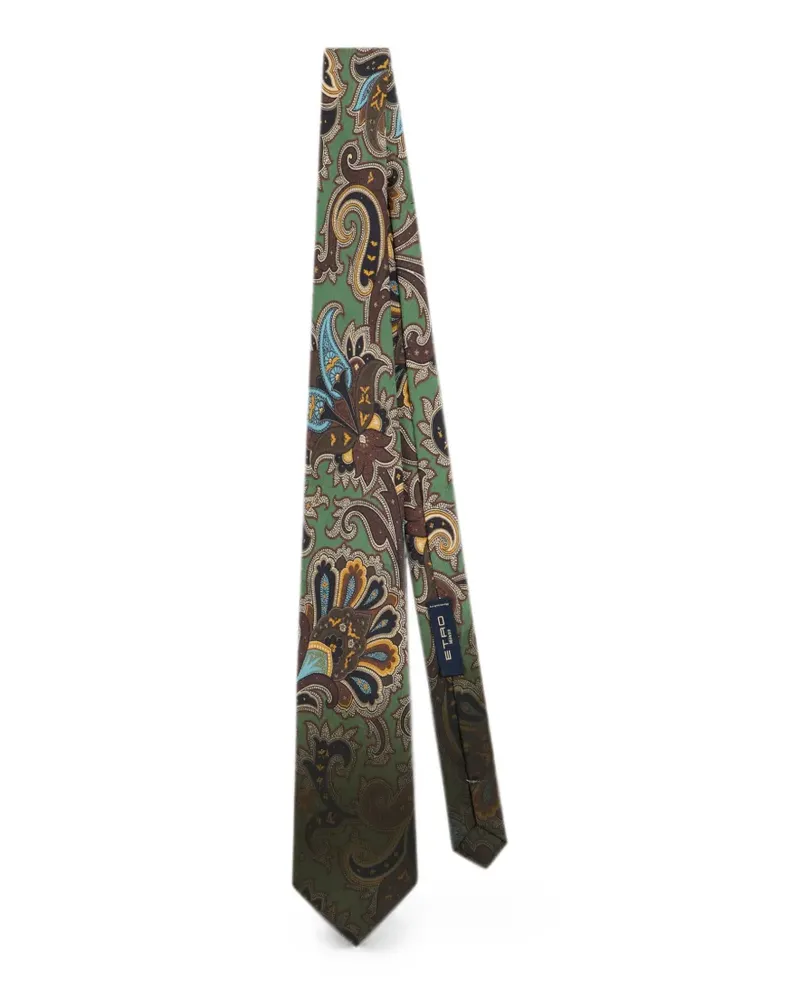 Etro silk tie with floral Paisley motif - Grün Grün