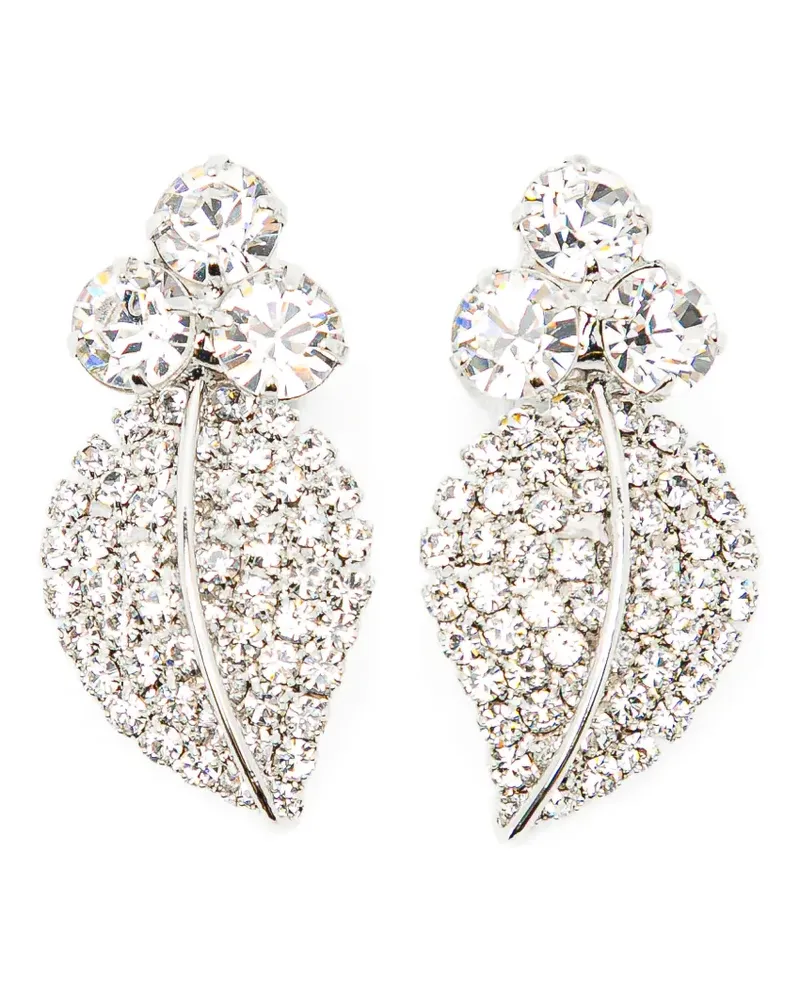 Jennifer Behr crystal-embellished leaf earrings - Silber Silber