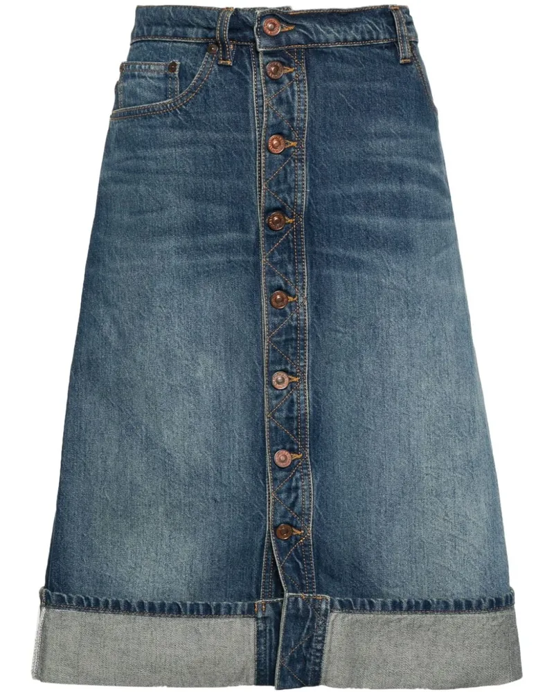 Victoria Beckham Halbhoher Jeans-Midirock - Blau Blau