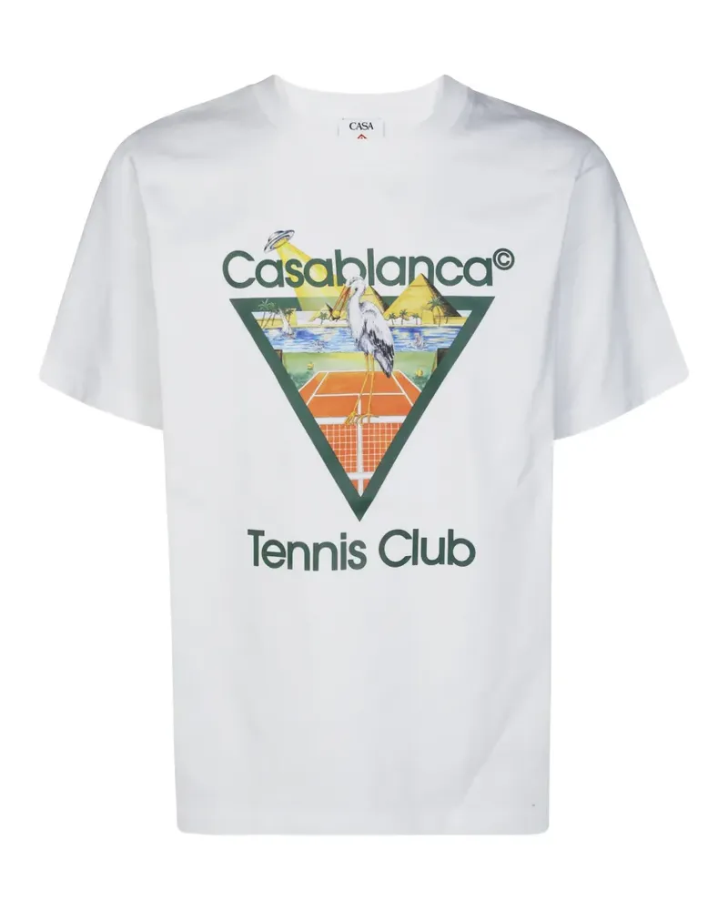 Casablanca Paris Tennis Club Icon T-Shirt mit grafischem Print - Weiß Weiß