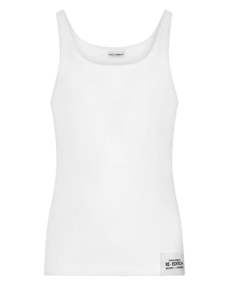 Dolce & Gabbana Trägershirt mit Logo-Patch - Weiß Weiß