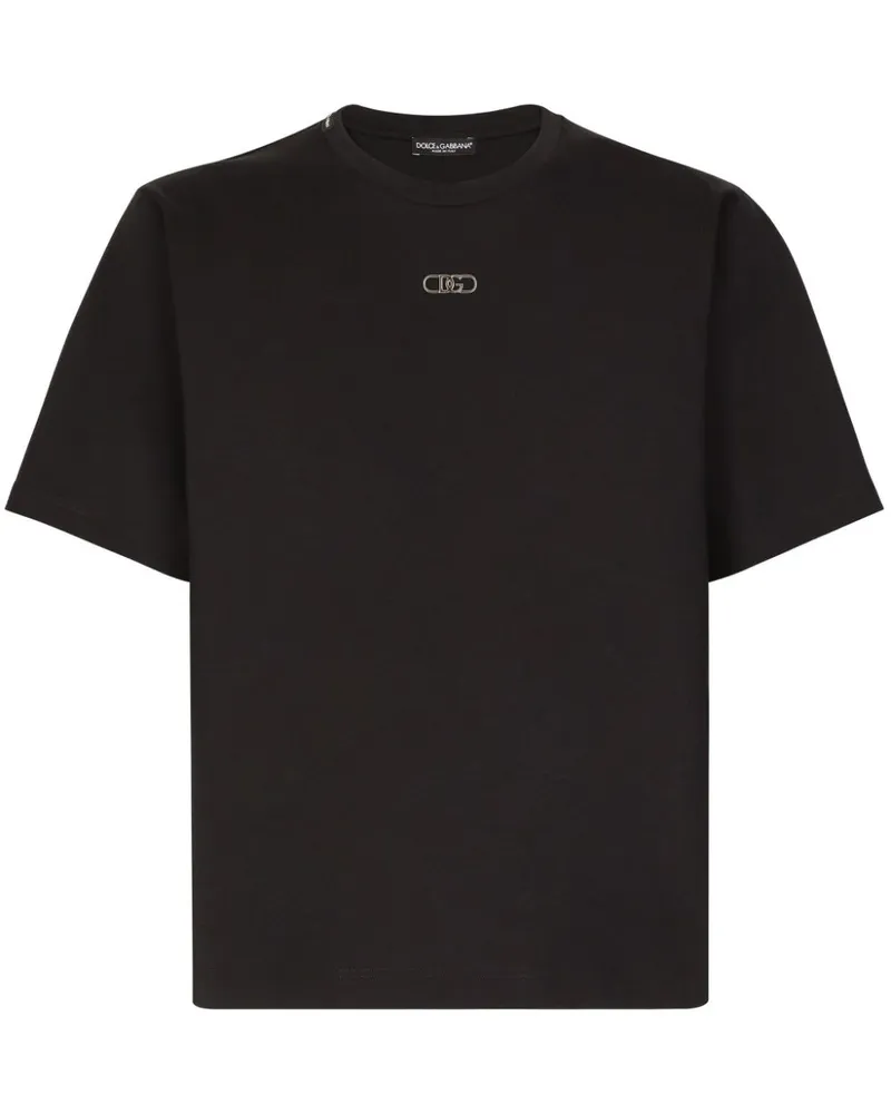 Dolce & Gabbana T-Shirt mit Logo-Stickerei - Schwarz Schwarz