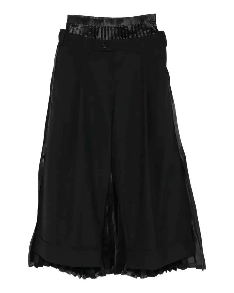 Junya Watanabe Bundfaltenhose im Layering-Look - Schwarz Schwarz