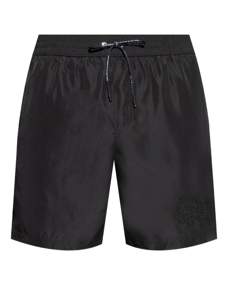 Dolce & Gabbana Badeshorts mit Logo-Stickerei - Schwarz Schwarz