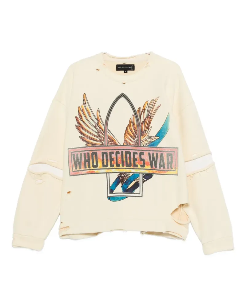 WHO DECIDES WAR Ribbon Tour distressed sweatshirt - Gelb Gelb