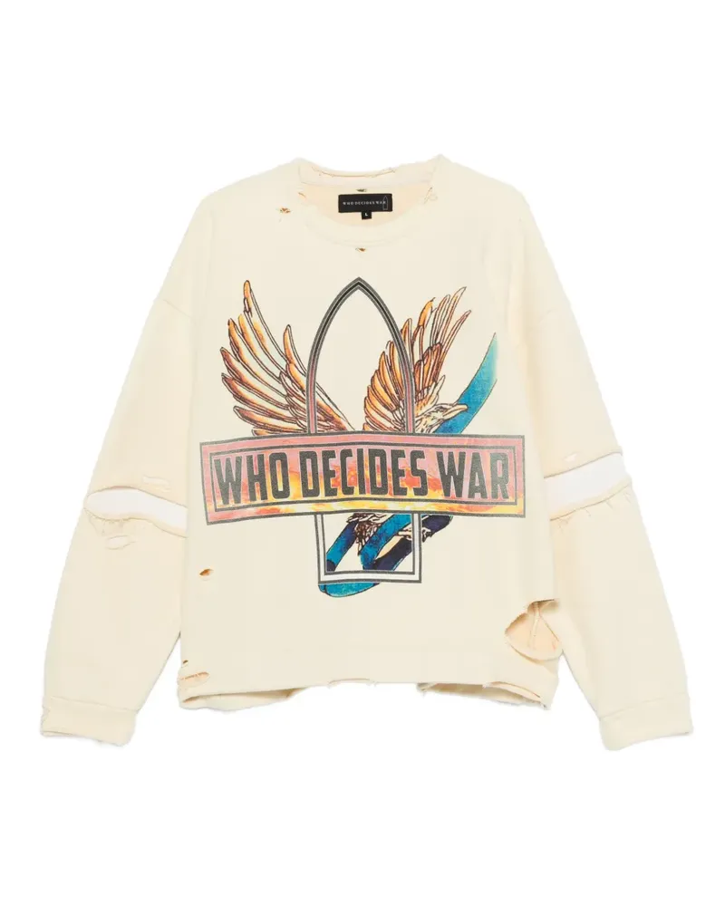 WHO DECIDES WAR Ribbon Tour Sweatshirt im Distressed-Look - Gelb Gelb