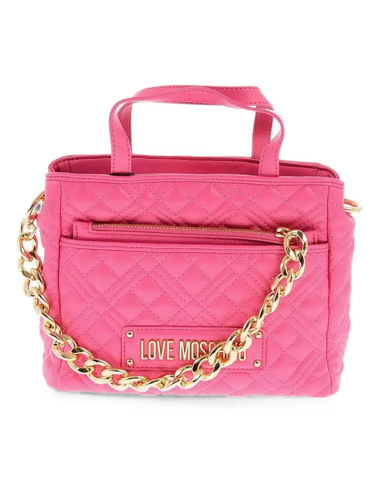 Moschino quilted logo-plaque tote bag - Rosa Rosa