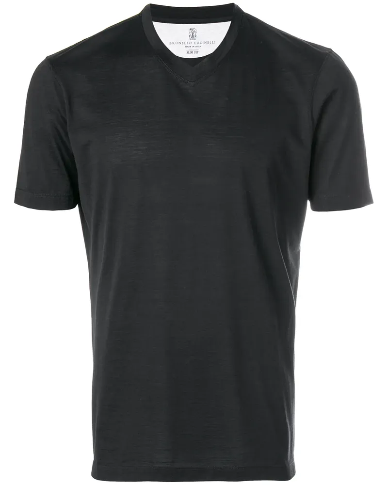 Brunello Cucinelli T-Shirt mit V-Ausschnitt - Blau Blau