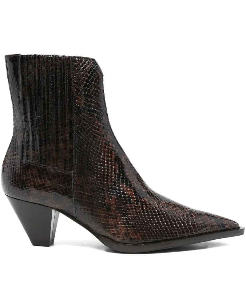 Guglielmo Rotta Spitze Stiefel mit Schlangen-Print 60mm - Braun Braun
