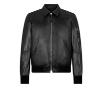 Lederjacke mit Kragen - Schwarz