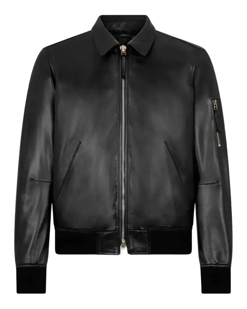 Tom Ford Lederjacke mit Kragen - Schwarz Schwarz