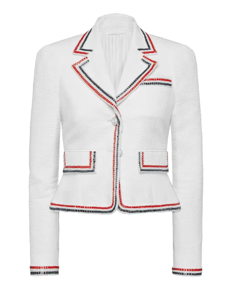 Thom Browne Cropped-Jacke aus Seersucker - Weiß Weiß