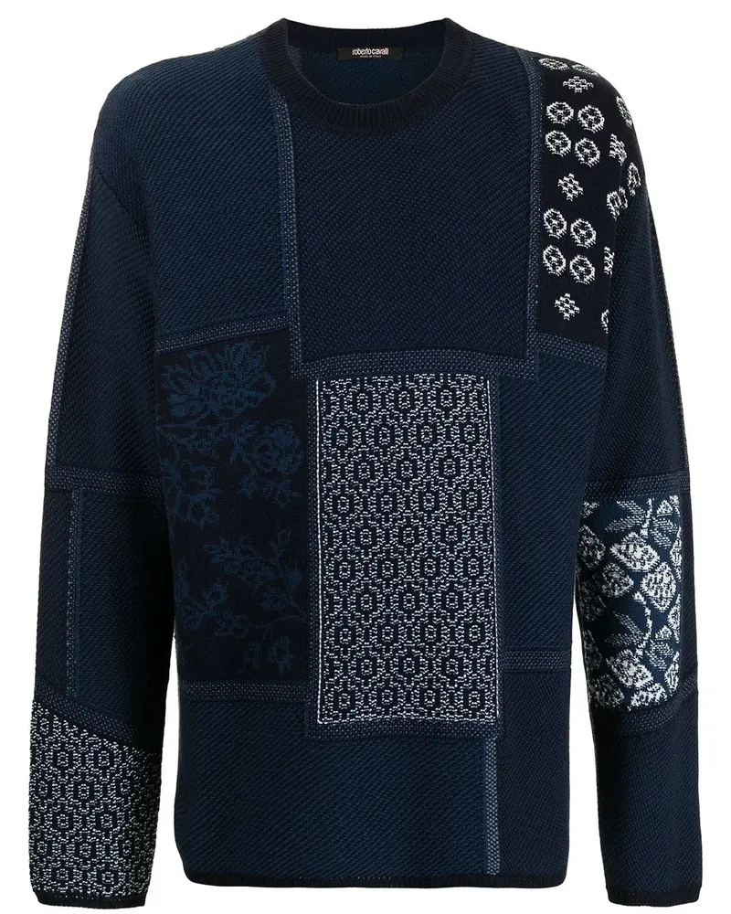 Roberto Cavalli Patchwork-Sweatshirt - Blau Blau