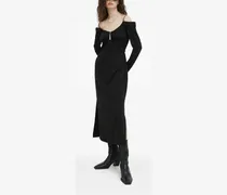 Schulterfreies Midikleid - Schwarz