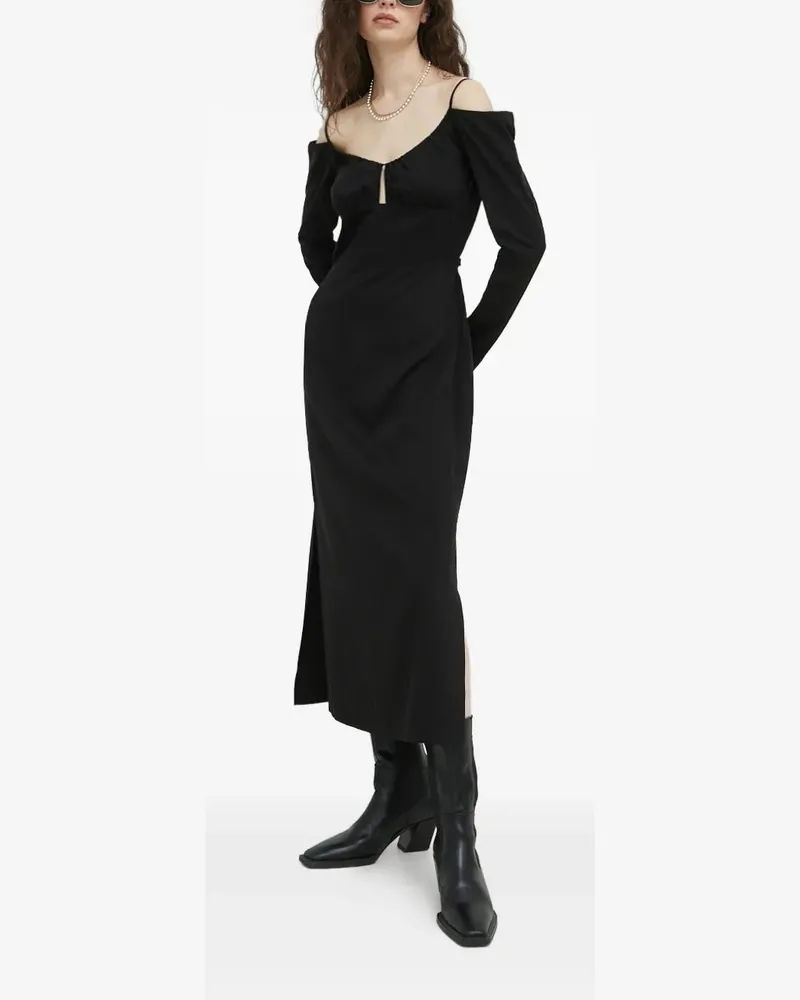 Samsøe & Samsøe Schulterfreies Midikleid - Schwarz Schwarz