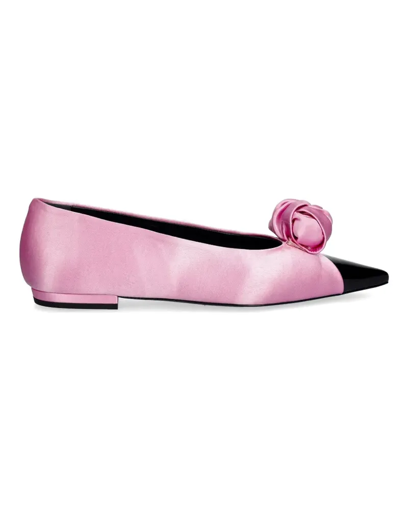 ROTATE Birger Christensen rosette-detail pointed-toe ballet flats - Rosa Rosa
