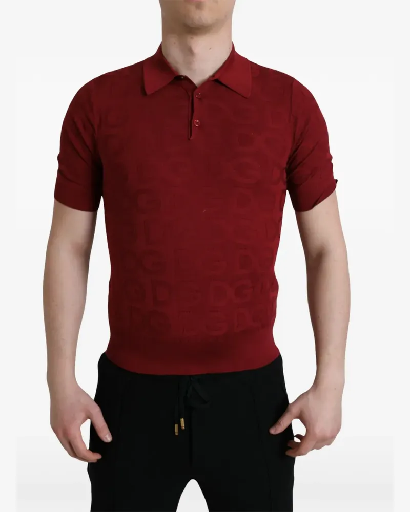 Dolce & Gabbana Poloshirt mit Logo-Prägung - Rot Rot