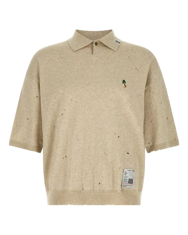 MIHARAYASUHIRO logo-embroidered polo shirt - Nude Nude