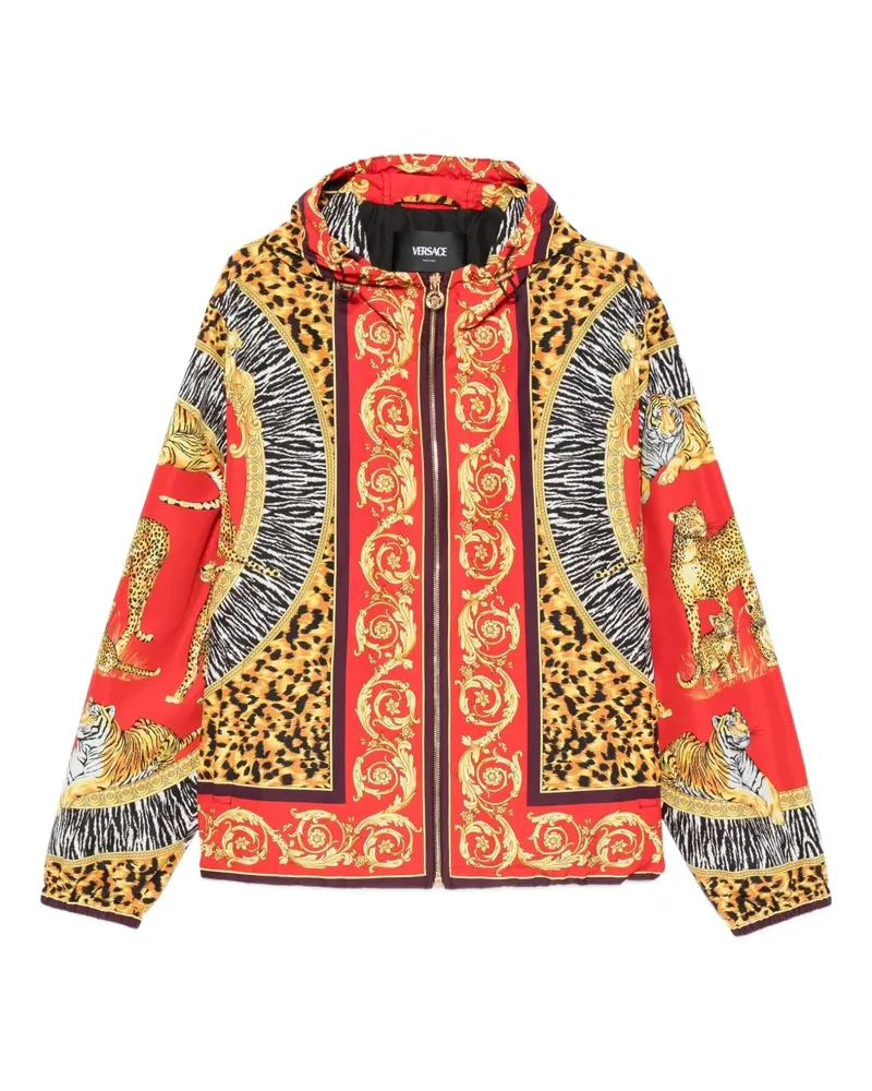Versace Animalier Kapuzenjacke mit Reißverschluss - Rot Rot