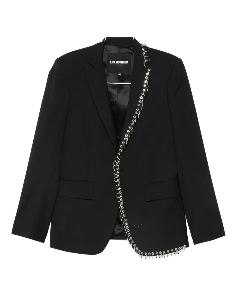 Les Hommes Blazer mit Zierkette - Schwarz Schwarz