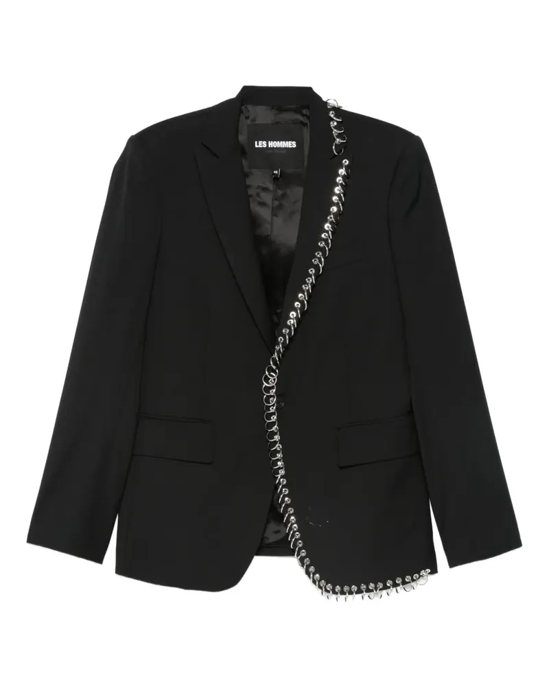 Les Hommes Blazer mit Zierkette - Schwarz Schwarz