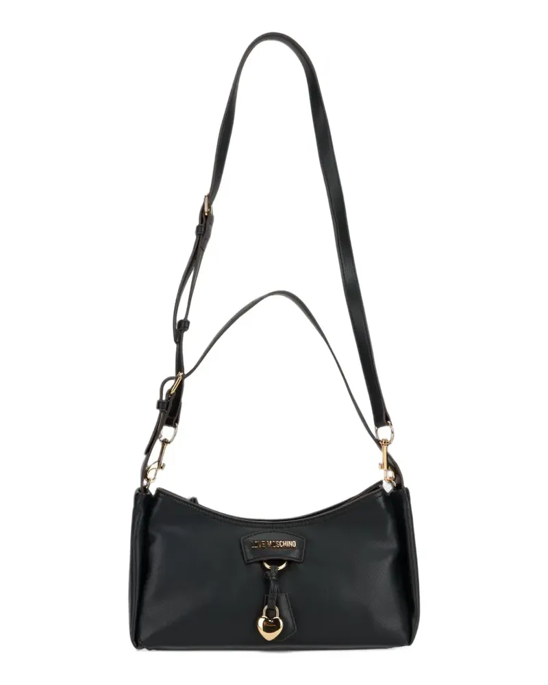 Moschino Schultertasche mit Herzmotiv und Logoplakette - Schwarz Schwarz