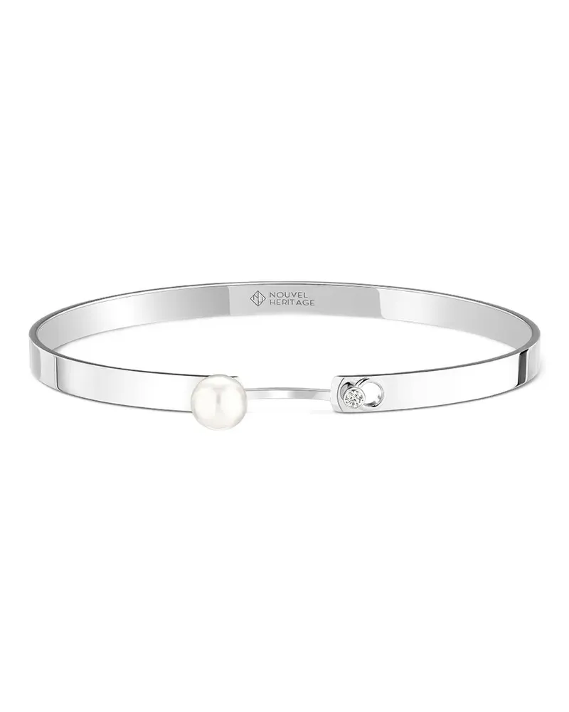 Nouvel Heritage 18kt Lunch With Mom Mood Weißgoldarmreif mit Diamanten - Silber Silber