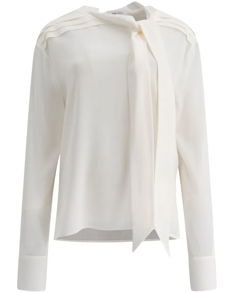 Alexander McQueen Georgette-Hemd mit Schaldetail - Weiß Weiß