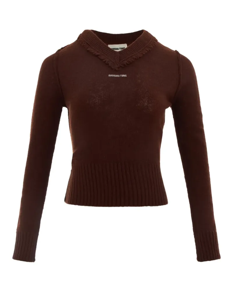 SHUSHU/TONG Pullover mit ungesäumten Kanten - Braun Braun