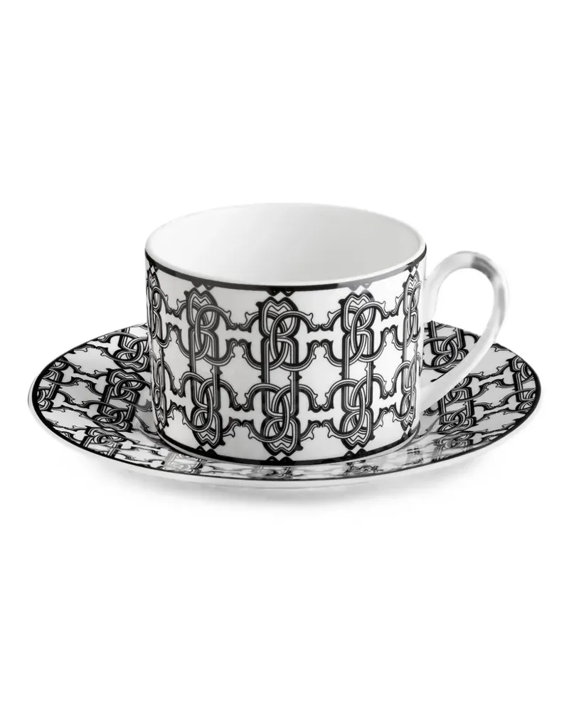 Roberto Cavalli Home monogram-print tea cup set - Weiß Weiß