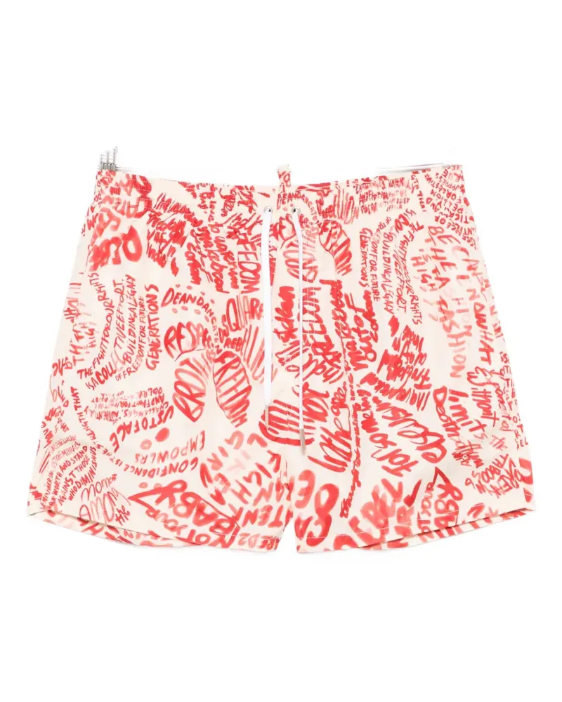 Dsquared2 graffiti-print drawstring-waist swim shorts - Nude Nude