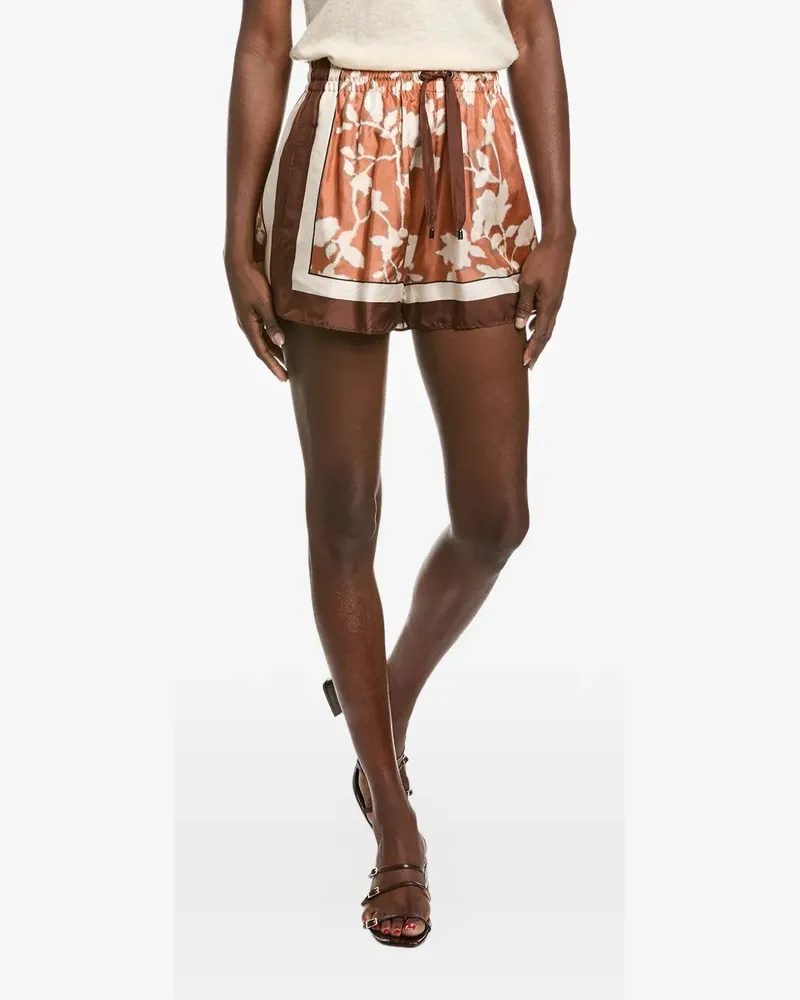 Brunello Cucinelli floral-print drawstring shorts - Orange Orange