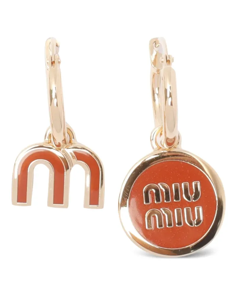 Miu Miu Ohrringe mit Logo - Orange Orange