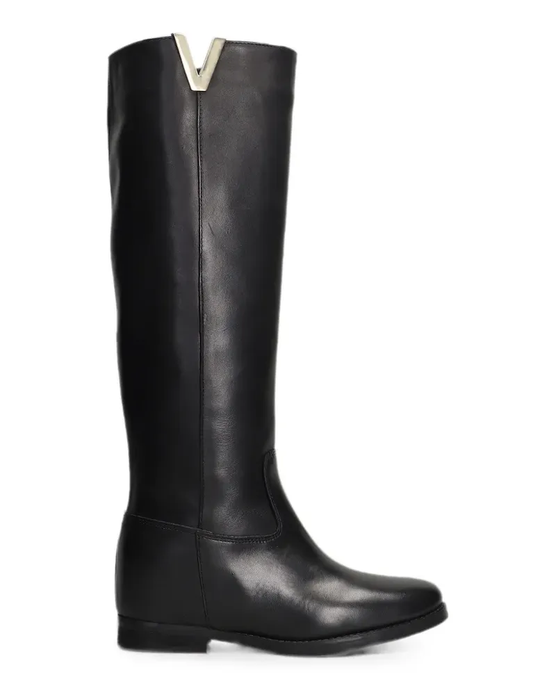 Julie Dee Kniehohe Stiefel mit VLogo - Schwarz Schwarz