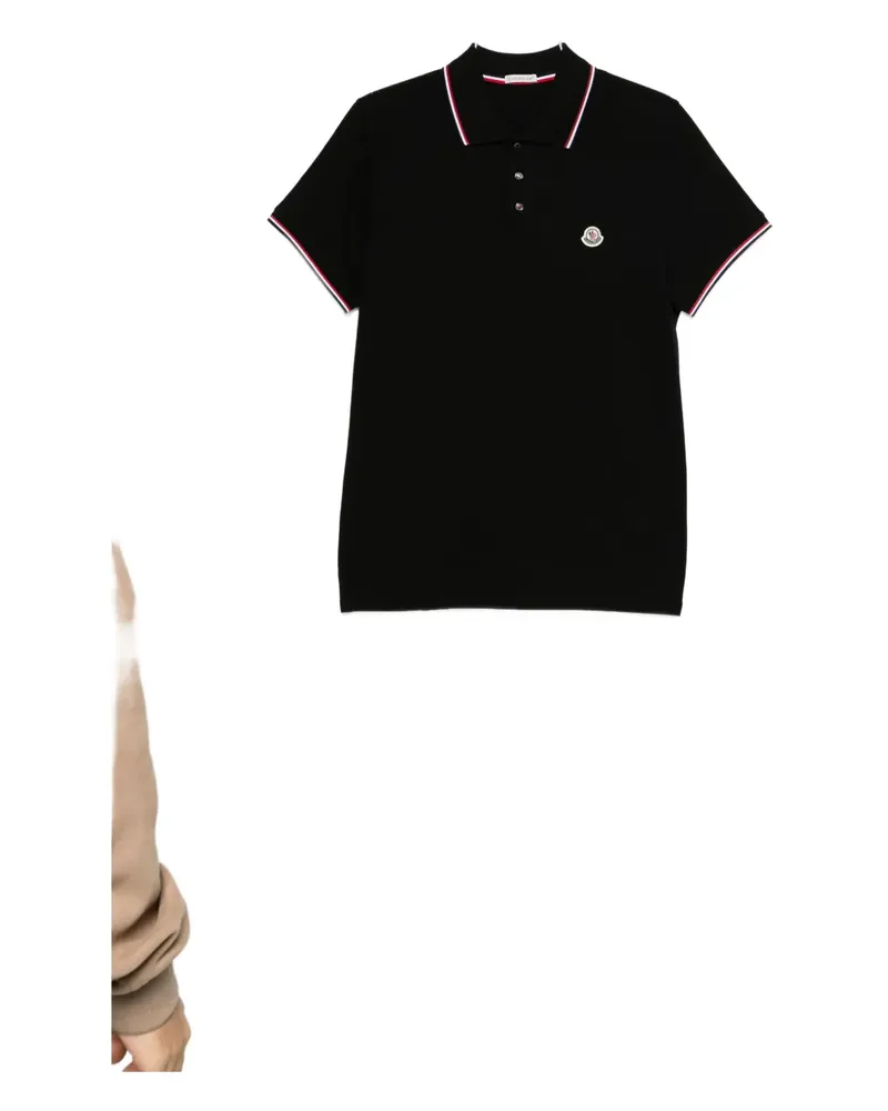 Moncler logo-patch polo shirt - Schwarz Schwarz